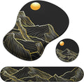 Ergonomic Mouse Pad with Wrist Rest and Keyboard Wrist Rest, Gel Mousepad and Wrist Rest for Computer Keyboard, Non-Slip PU Base, Black Mouse Pad with Wrist Support for Gaming, Mountain
