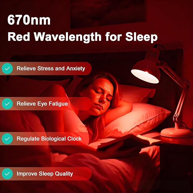 Verbeeck 670nm Red Light Bulb,9W E26 A19 Red Light Sleep Therapy Bulb,Dimmable,Melatonin Promoting,Healthy Sleep Light,Night Light for Bedroom,Baby Nursery,Reading,3 Pack