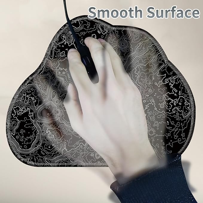 Cute Mouse Pad Plus 1 Coaster, Small Gaming Mouse Mat 11.8 x 9.45 inches, Travel Mouse Pads with Durable Stitched Edges Non-Slip Base, Lunar Surface Decor Mousepad for Office Home