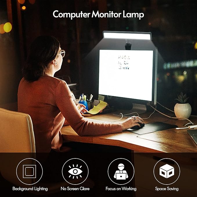 Andoer 2PCS Computer Laptop Monitor Light Bar Video Conference Lighting Screen Lamp Fill-in Lamps USB Powered 3 Color Temperature Dimmable with Mini Tripod Screen Clamp for Video Conferences Remote
