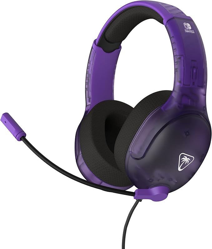 Turtle Beach Airlite Fit Wired Gaming Headset: Officially Licensed for Nintendo Switch, Nintendo Switch Lite & OLED Model - Flip-to-Mute Mic, Over-Ear Comfort Cushions, 40mm Speakers - Ghost Purple