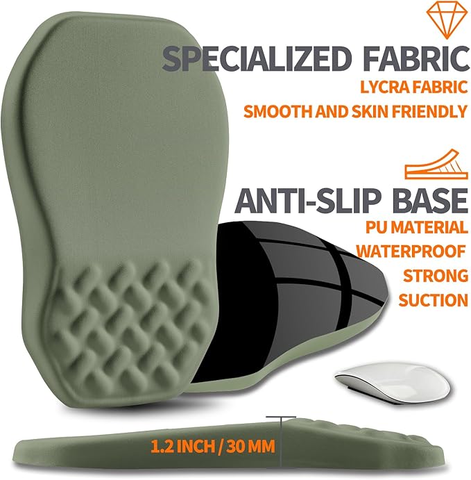 Ergonomic Slope Mouse Pad Wrist Support, Wrist Rest Mousepad for Carpal Tunnel with Massage Bulge and Slow Rebound Memory Foam (12x8 inch, Olive Green)