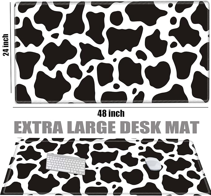 Gaming Mouse Pad 48x24 Desk Mat Giant Mousepad Large Desk Pad Cow Print Full Mouse Mat XXXL Computer Mat for Protector Desktop Wireless