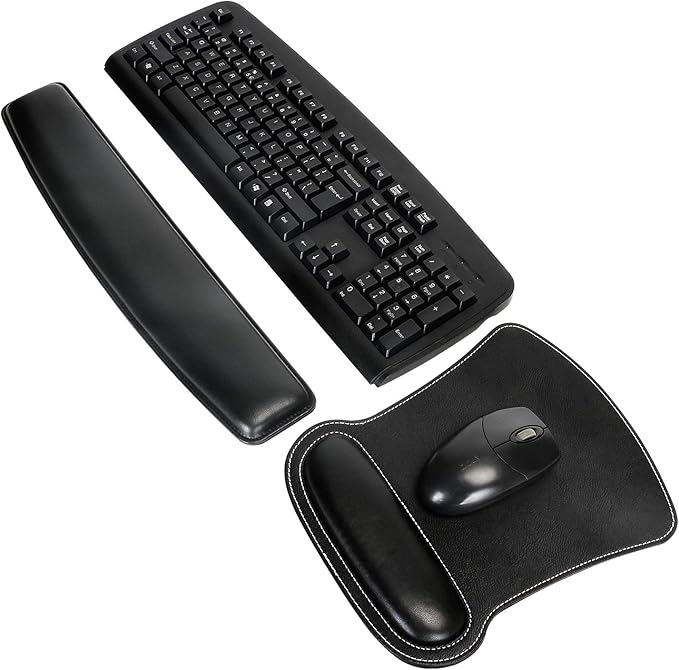 RICHEN Keyboard Wrist Rest Pad and Mouse Wrist Rest Support Mouse Pad Set, Sturdy & Comfortable & Lightweight for Easy Typing & Ergonomic Wrist Support (Black)