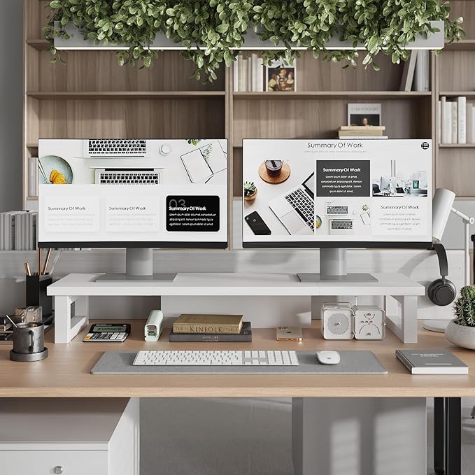 WESTREE Dual Monitor Stand Riser – Wood and Steel