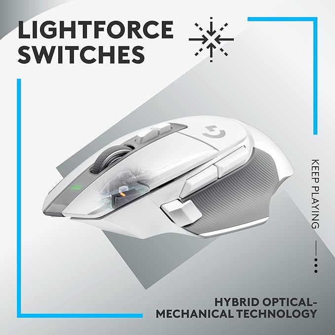 Logitech G502 X Lightspeed Wireless Gaming Mouse: Optical Switches, 13 Buttons, <140 hrs Battery Life & USB-C, Infinite Scroll Toggle, PowerPlay Wireless Charging Capable, for PC/MacOS - White