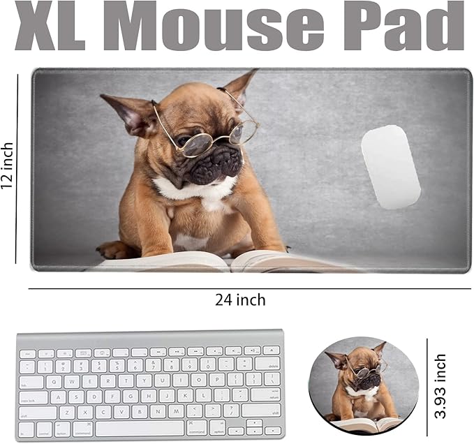 XL Mouse Pad Large 24x12 inch Dog Desk Mat Gaming Mousepad Long Desk Pad Big Computer Mat for Wireless Mouse Non Slip Work Laptop