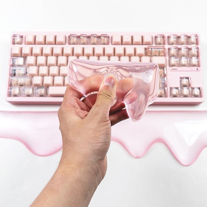 Ergonomic Gel Wrist Rest for Keyboard and Mouse, Pink Wrist Rest Set, Cute Wrist Rest for Computer Keyboard 60%/68%/75%,Comfort & Support for Typing and Gaming