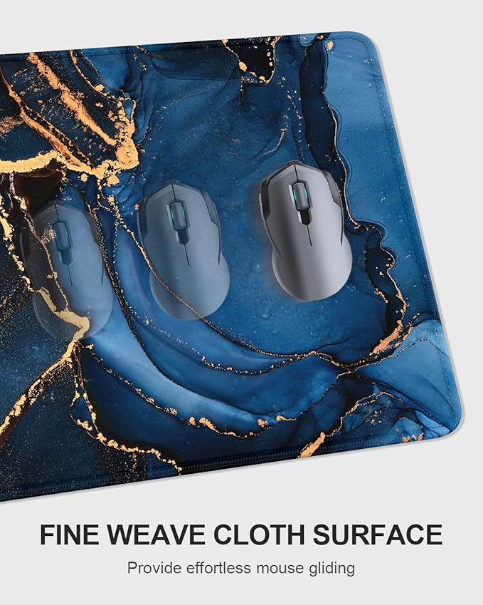 Auhoahsil Large Mouse Pad with Wrist Rests for Keyboard & Mouse, Thick Soft Ergonomic Memory Foam Wrist Supports, Big & Long Desk Mat 35.5 x 15.7 in, for Office Gaming Computer, Dark Blue Marble