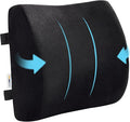 SAIREIDER Comfortable Lumbar Support Pillow for Office Chair, Memory Foam Back Support Pillows for Car、Gaming Chair、 Home Chair, Back Support Improve Posture, Double Adjustable Straps(Black)