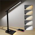 ELECTRI LED Desk Lamp, Touch Desk Light with USB Port, 5 Color & Stepless Dimming, 360° Rotatable ＆ Foldable, Reading Lamp for Table Study Work Office Nail Craft Puzzle(with Adapter) (Black)