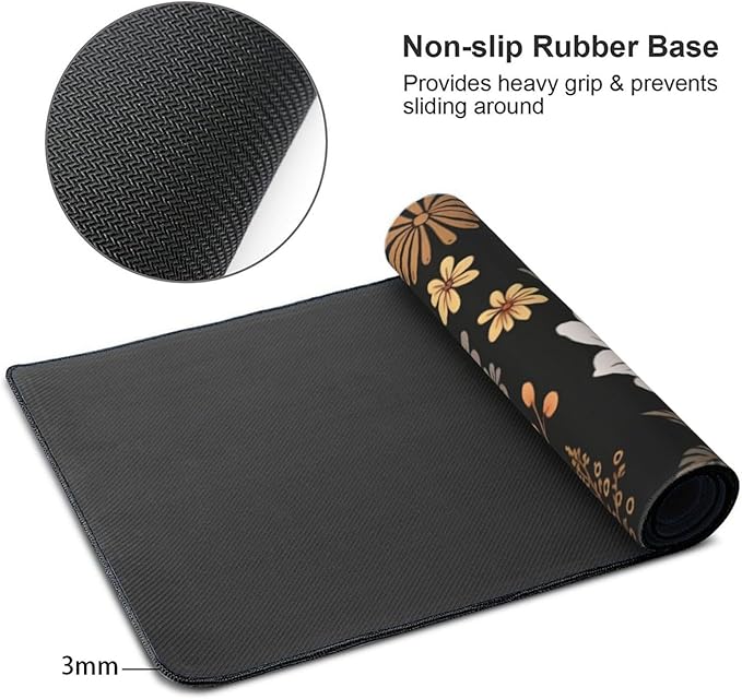 35.4 x 15.7 in, Waterproof XXL Large Mouse Pad for Desk, Extended Keyboard Mouse Mat for Computer Office, Big Laptop Mouse pad, Gaming Pc-Boho Flowers