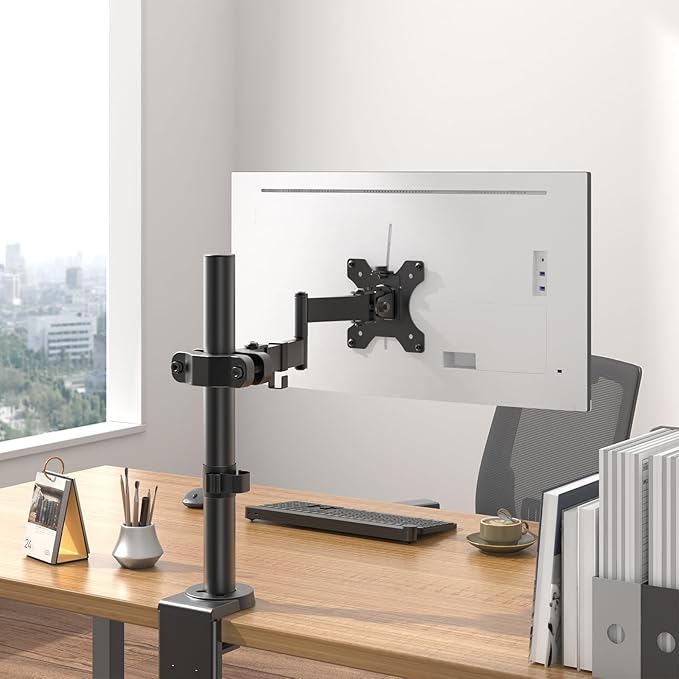Pole Mount Monitor Arm Easy Clamp-on VESA Mount for 17"-32" Screens Supports up to 17.6 lbs Compatible with 75x75 and 100x100 VESA Perfect Solution When Wall or Desk Mounting Isn't Possible