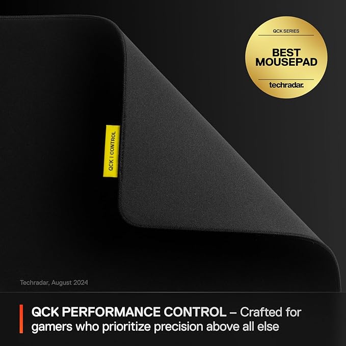 SteelSeries QcK L Performance Control Gaming Mousepad — Extra Density for a Smooth Glide — Low-Profile Edge Stitching — Non-Slip Neoprene Rubber Base — 16.54 x 19.29 inch — FPS, MOBAs, RTS, MMO