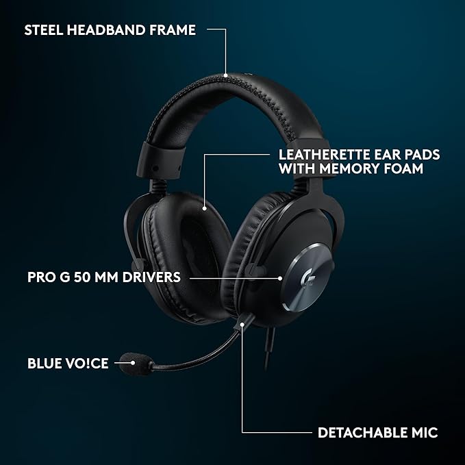 Logitech G Pro X SE Wired Gaming Headset with Microphone: Detachable Microphone, DTS Headphone:X 7.1, for PC, Xbox One, Xbox Series X|S, PS5, PS4, Includes USB DAC - Black