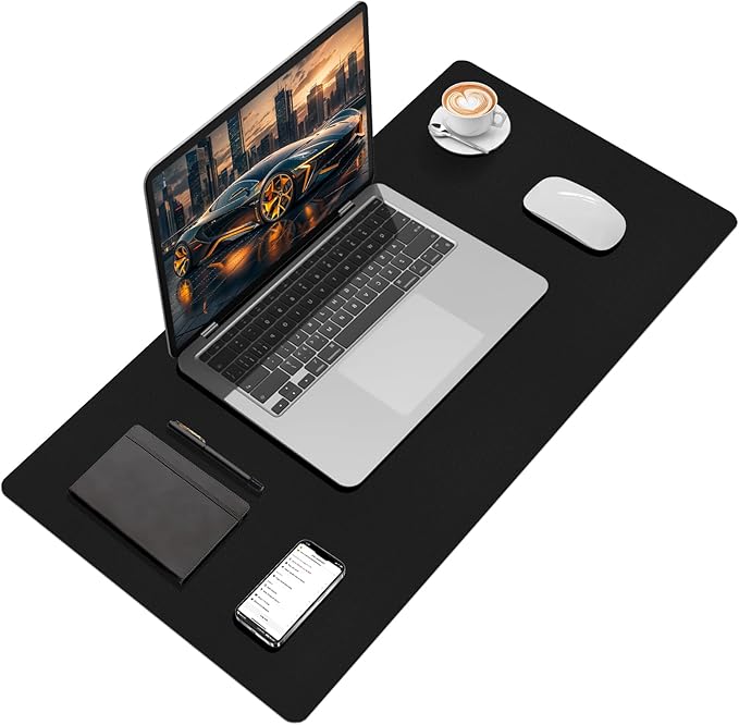 Black Desk Mat, 31.5"×15.7" Desk Matt for Desktop, Waterproof Keyboard Pad, Computer Mats for Desktop, Large Mouse Pad, Non-Slip Computer Mat for Office Home - Black