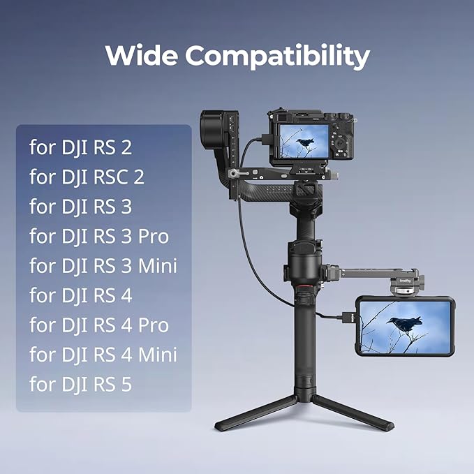 SMALLRIG HawkLock Quick Release Adjustable Camera Monitor Mount, NATO Rail and Cold Shoe, Tilt 165° Adjustable, for DJI RS 5/RS 4 Mini/RS 4 Pro/RS 4 /RS 3 Mini/RS 3 Pro/RS 3 /RSC 2 /RS 2 Stabilizers