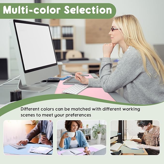 Konohan Heated Desk Pad Warm Mouse Pad, 5 Heating Level & 4 Hour Auto Shut-Off, PU Leather Warm Mouse Mat Heating Keyboard Gaming Mice Warmer Mat Only Supports 110v(Gray-Green Color,31.5" X 13")