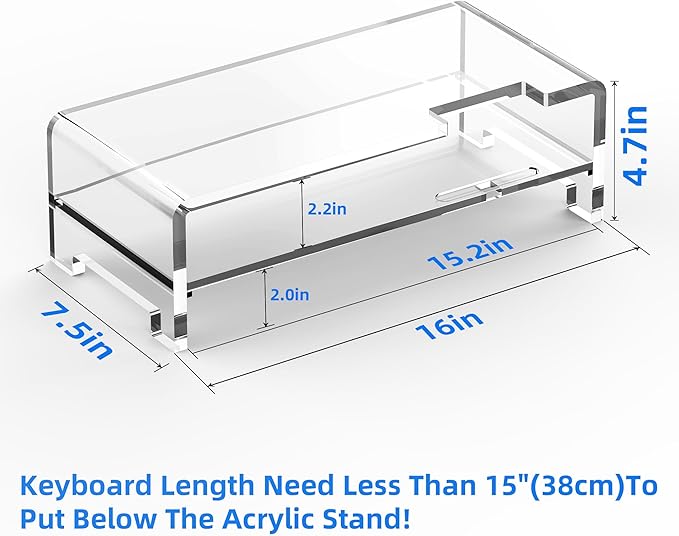 Acrylic Monitor Stand Riser Acrylic Laptop Stand Clear Computer Stand Laptop Riser with Storage Desk Organizer Accessories for Home and Office