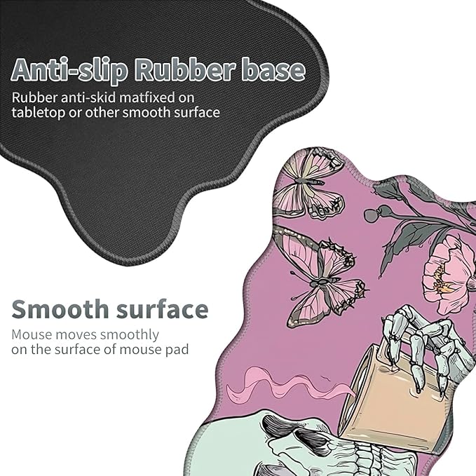 Skull Coffee Pink Large Gaming Mouse Pad Plus a Coaster, 31.5 x 11.8 inches Desk Mat Extended XL Mousepad with Stitched Edge Non-Slip Rubber, Desk Pad Computer Mouse Mat for Home Office