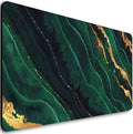 Extended Gaming Mouse Pad (31.5 X 11.8 in), Large Non-Slip Rubber Base Mousepad,Keyboard Mouse Mat Desk Pad for Work, Game, Office, Home - Black Green Gold Marble, MOU-06
