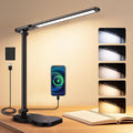 Desk Lamps for Home Office, Dimmable LED Desk Lamp, 5 Color Modes, 10 Brightness, Touch Desk Light with USB Charging Port for Nail Craft Puzzle Sewing Study - Black