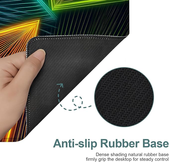 Colorful Extended Gaming Mouse Pad 31.5x11.8inches Large Desk Mat Anti-Slip Rubber Base & Durable Stitched Edges for Gamers Smooth Mouse Writing Surface for Desk Office/Home