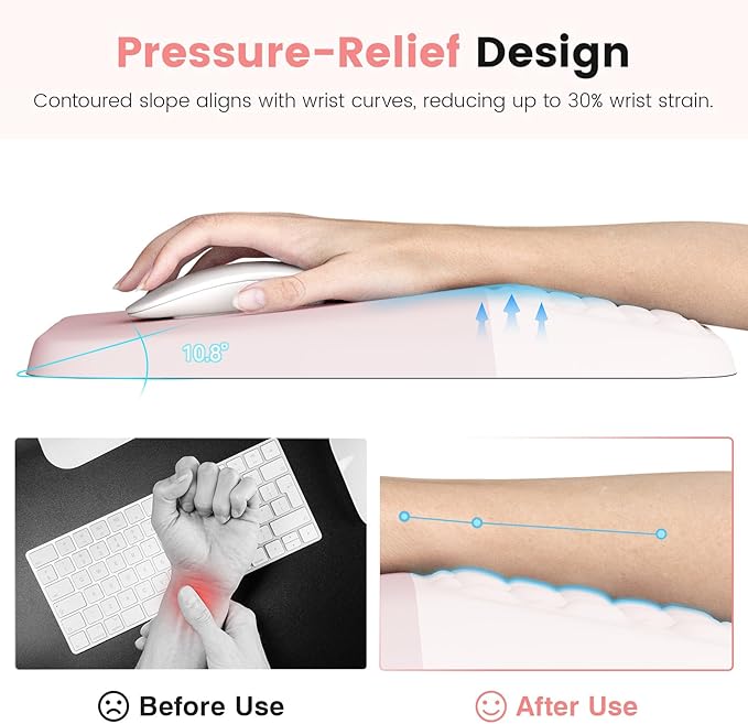 Ospelelf Mouse Pad with Wrist Rest Ergonomic Comfortable Mousepad Wrist Support for Computer Solid Pink