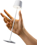 Compact Cordless Table Lamp, Rechargeable LED Night Light, Dual Light Source (RGB Top & Warm Bottom), Touch Control & Timer, Metal Lamp for Bedroom & Kids Room (White 1PACK)