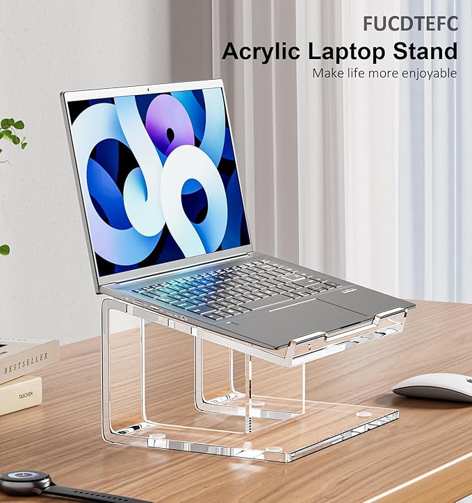 Acrylic Laptop Stand for Desk, Laptop Riser for 10-17.3 Inch Laptops, Ergonomic Computer Stand Holder Compatible with Macbooks and Notebooks