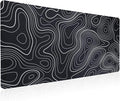 Bloss Large Gaming Mouse Pad Desk Mat, Mousepads with Anti-Slip Rubber Base, Extended Desk Pad, Mouse Mat-Black and White Topography (31.5 x 15.7 Inches, 2MM)