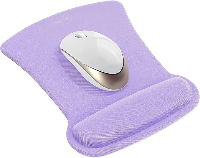 MOSISO Wrist Rest Support for Mouse Pad & Keyboard Set, Ergonomic Mousepad Non-Slip Base Home/Office Easy Typing Cushion with Neoprene Cloth & Raised Memory Foam, Light Purple