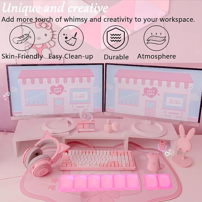 Gel Wrist Rest for Keyboard and Mouse Square Pink Plaid Clear Keyboard Wrist Rest Transparent Ergonomic Cute Checkered Mouse Wrist Pad Silicone Non-Slip Support for Computer Laptop Gaming Home Office