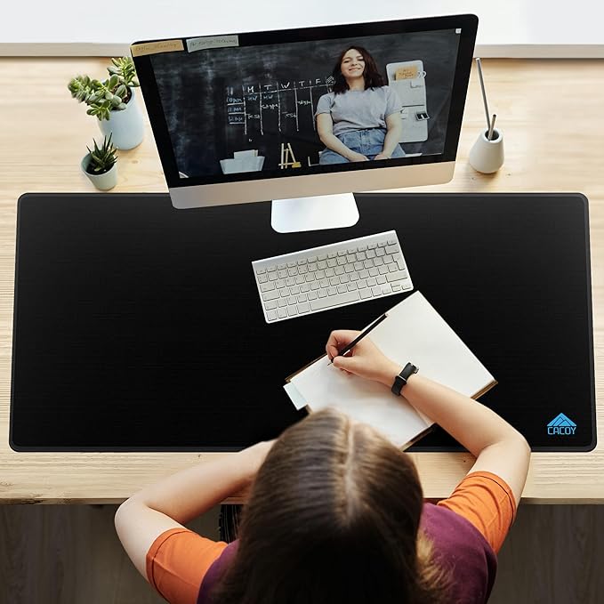 Cacoy 48'' x 24'' XXL Gaming Mouse Pad, Large Computer Mouse Pad, Special-Textured Surface Desk Mat, Non-Slip Rubber Base Desk Matt for Desktop with Stitched Edges, Extended Keyboard Mouse Mat, Black