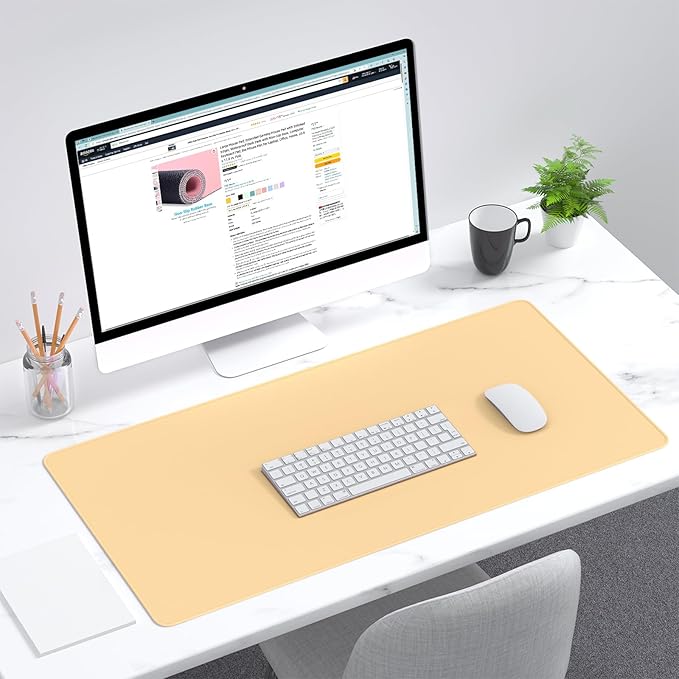Dapesuom Large Gaming Mouse Pad, Extended Mouse Mat with Stitched Edges, Full Size Keyboard Pad with Non-Slip Base, Big XXL Computer Desk Mats for Gamer, Laptop, Office, 31.5 x 15.7in, Navajo White