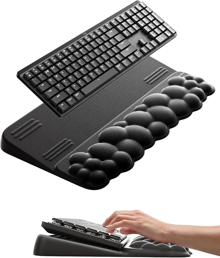 Vaydeer Cloud Wrist Rest with Keyboard Stand, Computer Wrist Support Pad Soft Memory Foam, Ergonomic Keyboard Riser Holder Lifter Tilted Wrist Cushion for Desk, Palm Hand Typing for Office Home Gaming