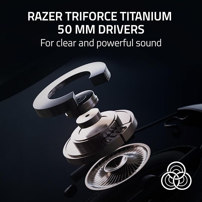 Razer BlackShark V2 HyperSpeed Wireless Gaming Headset: 280g Lightweight - THX Spatial Audio - Bendable Mic - 50mm Drivers - 2.4GHz, Bluetooth or USB - 70 Hr Battery w/USB Type C Charging - Black