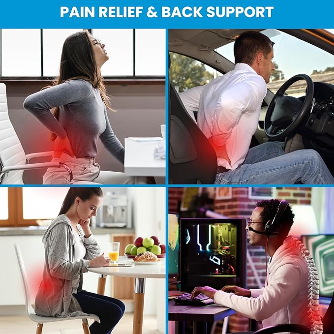 Lumbar Support Pillow for Office Chair, Office Home Essentials, Gifts for Mom, Dad, Back Support Pillow for Car, Chair Cushions, Improve Posture & Back Comfort, Mesh Cover Double Adjustable Straps
