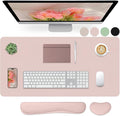 Mouse Pad and Keyboard Wrist Rest, Large Keyboard and Mouse Pad Set, Ergonomic Mousepad with Wrist Rest, Non-Slip Desk Mat Protector for Office, Home (35.4×15.7 Inches, Pink)
