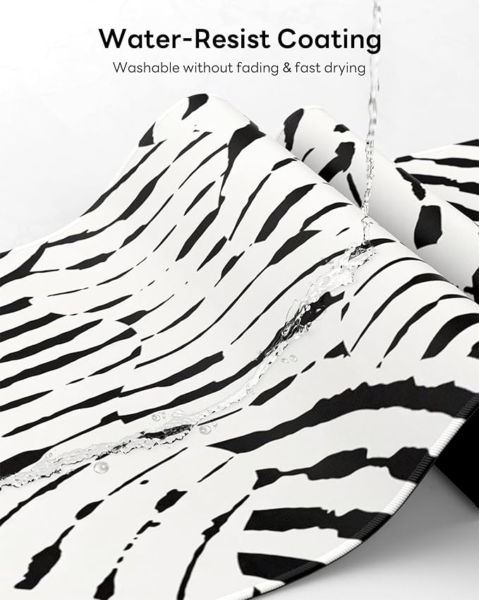 XL Gaming Mouse Pad, 31.5x15.7'' Large Desk Mat with Anti-Slip Rubber Base & Stitched Edges for Gaming, Office, Home, Tiger Stripes