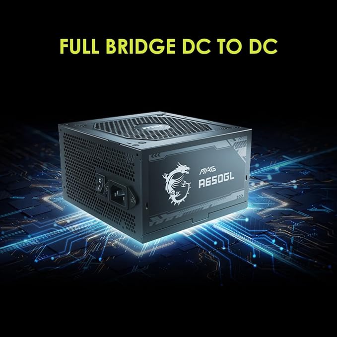 MSI MAG A650GL, Fully Modular Compact Gaming 650W Power Supply, 80+ Gold, ATX PSU, 10 Year Warranty