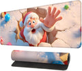 Desk Mat, XXL Extended Gaming Pad for Desktop, 31x12 Inches Santa Breaking Through Wall Design, Large Non-Slip Vegan Leather Keyboard Mouse Mat for Home Office