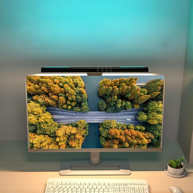 Meichoon Computer Monitor Light Bar RGB Backlight USB Reading LED Task Light Auto Dimming Touch Control 3-Speed Color Temperature LE14 B