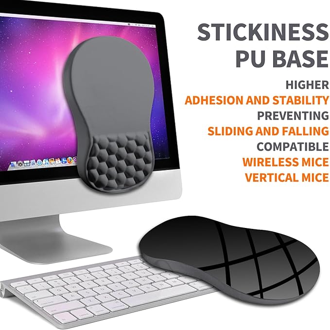 Ergonomic Joint Wrist Support Mouse Pad with Memory Foam Cushion Massage Bump, Carpal Tunnel Mousepad Slope Design for Wrist Rest, 11.8x7.9 in, DimGray