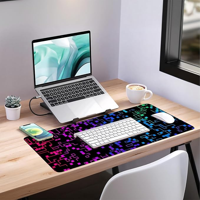 Color Gradient Extended Gaming Mouse Pad 35.4x15.7Inch Large Desk Mat Anti-Slip Rubber Base & Durable Stitched Edges for Gamers Smooth Mouse Writing Surface for Desk Office/Home