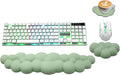 Cloud Wrist Rest Keyboard, PU Leather Memory Foam Wrist Rest for Computer Keyboard, Ergonomic Keyboard Wrist Rest and Cute Mouse Wrist Rest for Gaming,Office,Computer,Typing,Pastel Green