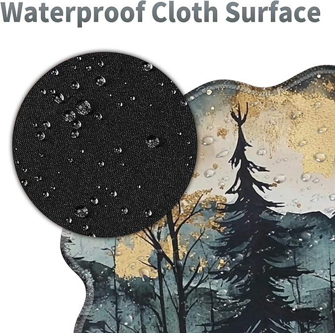 Landscape Forest Large Gaming Mouse Pad Plus a Coaster, 31.5 x 11.8 inches Desk Mat Extended XL Mousepad with Stitched Edge Non-Slip Rubber, Desk Pad Computer Mouse Mat for Home Office