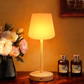 Small Shower Lamp Waterproof: Table Lamp with 4000mAH Battery - Rechargeable 3 Dimmable Cordless LED Lamp for Desk Bedroom Living Room Bathroom - Wood Grain Touch Light for Parents Kids