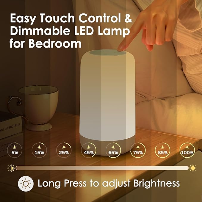 LED Lamp for Bedroom, 32 RGB Colors & 10 Brightness Touch Night Light, 1800mAh Cordless & Battery NightLight, Mood Lighting Rechargeable Lamp for Adults/Kids/Baby Nursery Night Light, Eyes Care, Gifts