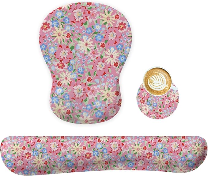 Keyboard Wrist Rest Pad and Mouse Wrist Rest Support Gaming Mouse Pad Ergonomic Gel Memory Foam Set for Computer, Laptop, Office, Comfortably Typing (KM-42)